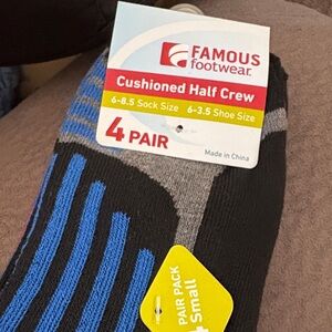 Kids' Cushioned Half Crew Socks 4 Pack - For shoe size 6-3.5